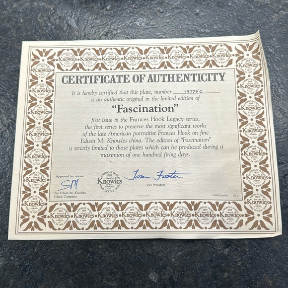 Edwin M. Knowles “Fascination” Collectible Plate - Picture 3 of 5